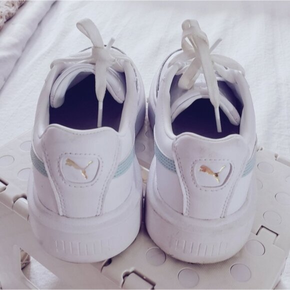 PUMA OSLO MAJA White + Mint Blue Platform Sneakers - Picture 12 of 16